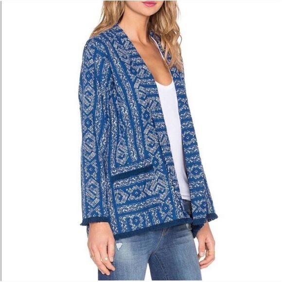 Velvet By Graham & Spencer Jacket Blazer Size S Printed Woven Kimono - Picture 2 of 9